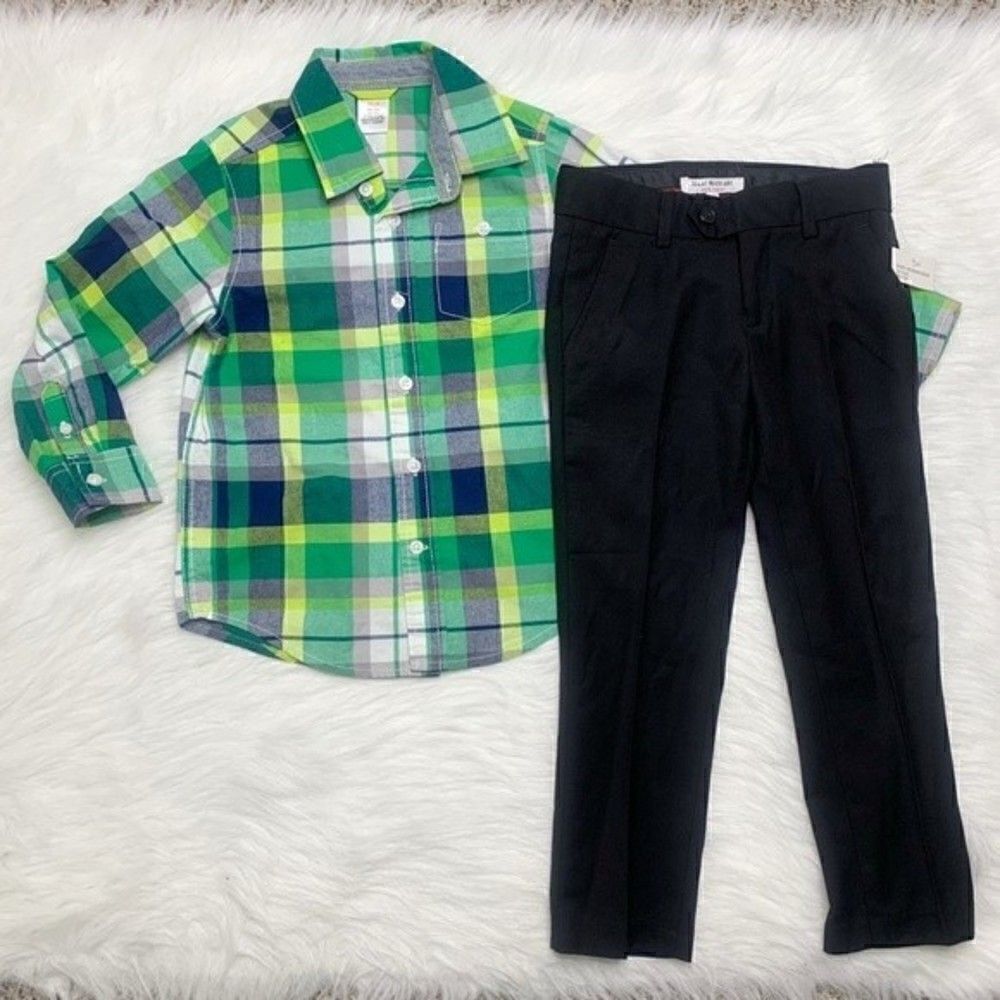 4T Kids Boy Long Sleeves Button Down Shirt & Pants Set - Picture 3 of 5